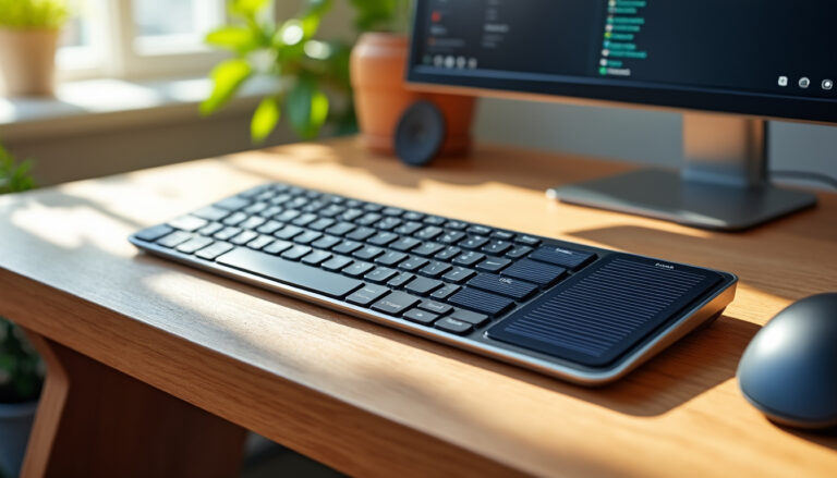 découvrez le nouveau clavier logitech signature slim k980, un clavier élégant et innovant alimenté par l'énergie solaire. profitez d'une expérience de frappe fluide, écologique et sans souci de recharge, idéal pour le bureau comme pour la maison.