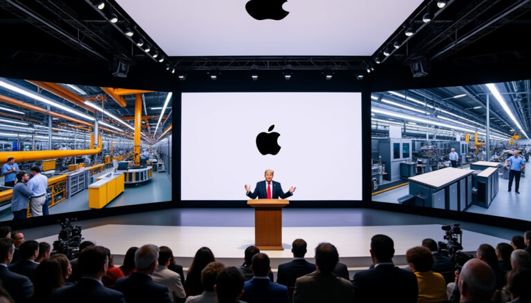 découvrez comment donald trump annonce un investissement record de 100 milliards de dollars par apple pour renforcer la fabrication américaine, une initiative majeure pour l’industrie technologique et l’économie des états-unis.