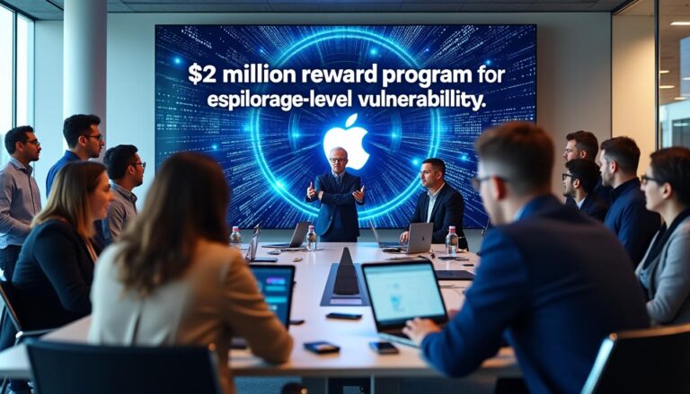 apple annonce un programme de récompense pouvant aller jusqu’à 2 millions de dollars afin d’encourager la détection de failles de sécurité de niveau espion. découvrez les détails de cette initiative inédite destinée aux experts en cybersécurité.