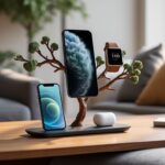 Cet Arbre de Charge Sans Fil : La Sainte Trinité des Fans d'Apple découvrez cet arbre de charge sans fil, l'accessoire indispensable pour les fans d'apple : rechargez simultanément votre iphone, apple watch et airpods avec élégance et praticité. un must-have pour un bureau organisé et moderne !
