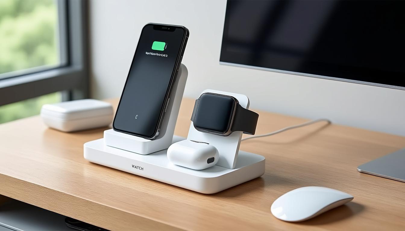 découvrez l’arbre de chargeur sans fil, la solution ultime pensée pour les passionnés d’apple : rechargez simultanément iphone, airpods et apple watch avec style et efficacité.