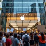 des dizaines de manifestants se rassemblent devant un magasin apple à portland pour dénoncer la suppression de l'application d'alerte ice, exprimant leur mécontentement face à cette décision.