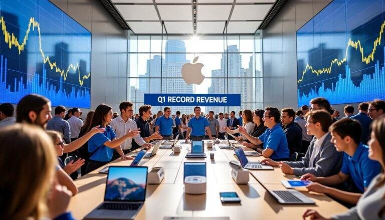 Apple s’apprête à enregistrer sa plus forte croissance de chiffre d’affaires en quatre ans grâce aux résultats du premier trimestre apple prévoit sa plus forte croissance du chiffre d'affaires en quatre ans, portée par les résultats impressionnants du premier trimestre.