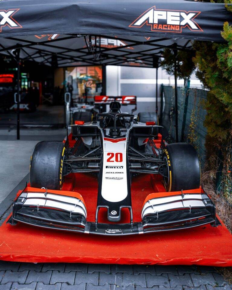 Showcasing a Formula racing car under Apex Racing canopy in Ankara, Türkiye.