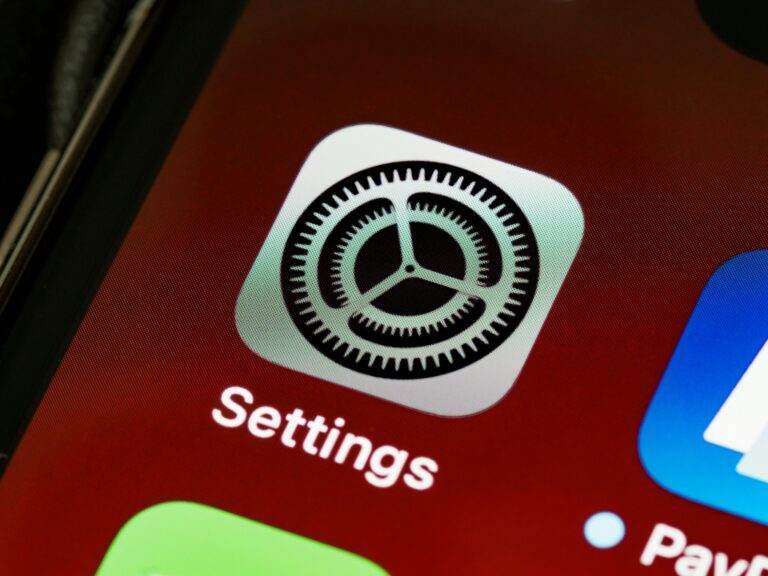 Detailed view of the iPhone screen showing the settings app icon.