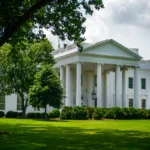 La présidente de la F.T.C. met en garde Apple contre tout parti pris dans Apple News The White House framed by trees and greenery, in Washington, D.C., under a bright sky.