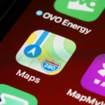 Detailed image of a navigation app icon on a smartphone screen.