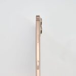 Minimalist side view of a gold smartphone on white background.