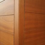 Close-up of modern wooden wall panels showcasing clean lines and texture.