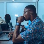 Students in an IT class learning coding and software development in Accra, Ghana.