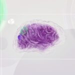 Apple Vision Pro en médecine : un cas au bloc et deux tests de vision 3D rendered abstract design featuring a digital brain visual with vibrant colors.
