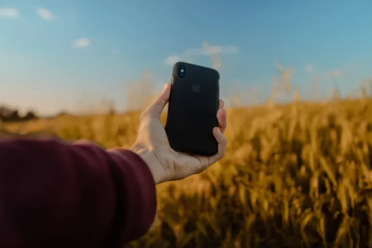 Apple Services atteint 109 milliards en 2025, mais l’iPhone paie encore A person's hand holding a smartphone in a scenic wheat field in Morocco.