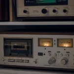 Close-up of a vintage Pioneer stereo cassette tape deck, highlighting retro audio equipment.